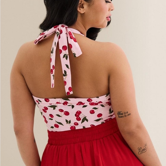 NEW Torrid Retro Chic Foxy Pink Cherry Halter Top Sz 1 NWT XL 1X - Picture 4 of 7